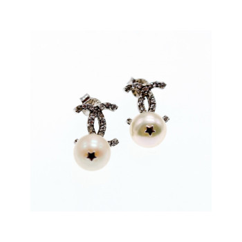 925 STERLING SILVER PEARLS & CZ EARRINGS