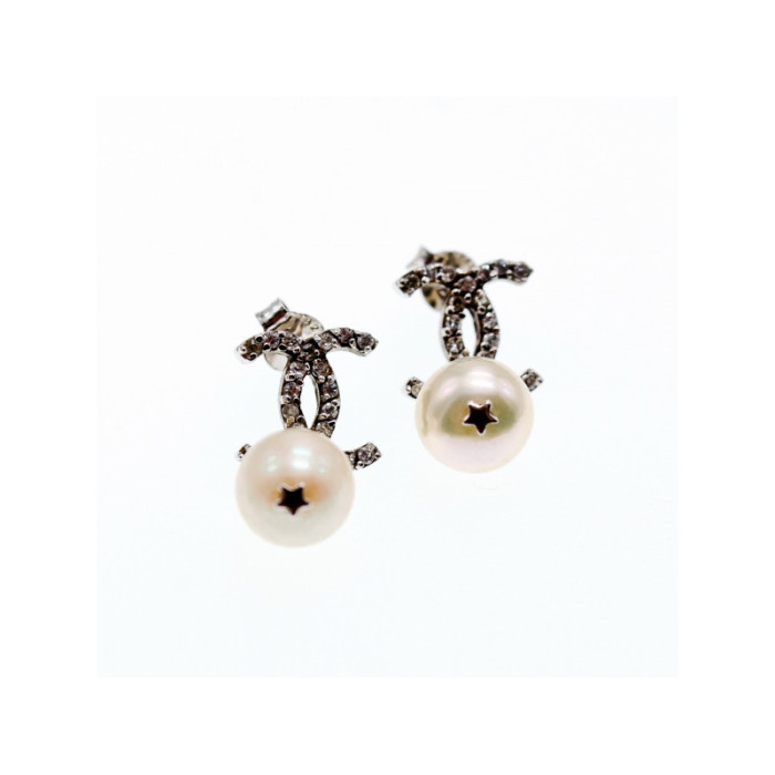 925 STERLING SILVER PEARLS & CZ EARRINGS