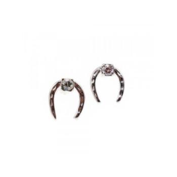 14K WHITE GOLD DIAMONDS HORSESHOE EARRINGS