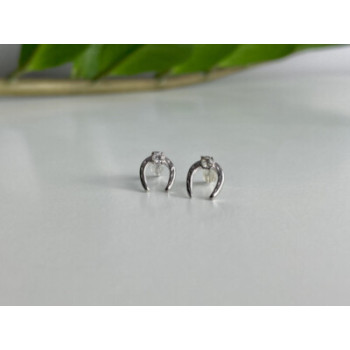 14K WHITE GOLD DIAMONDS HORSESHOE EARRINGS