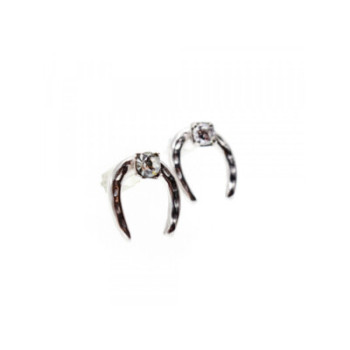 14K WHITE GOLD DIAMONDS HORSESHOE EARRINGS