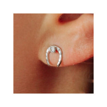 14K WHITE GOLD DIAMONDS HORSESHOE EARRINGS