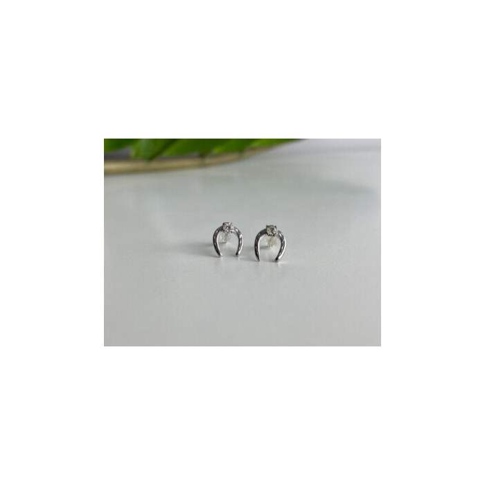 14K WHITE GOLD DIAMONDS HORSESHOE EARRINGS