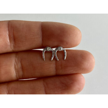 14K WHITE GOLD DIAMONDS HORSESHOE EARRINGS