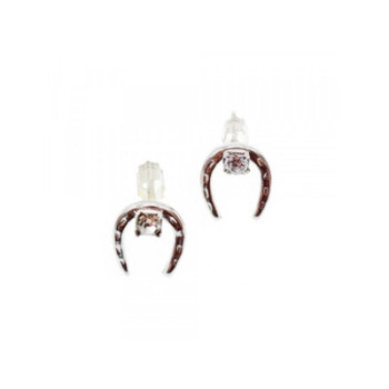14K WHITE GOLD DIAMONDS HORSESHOE EARRINGS