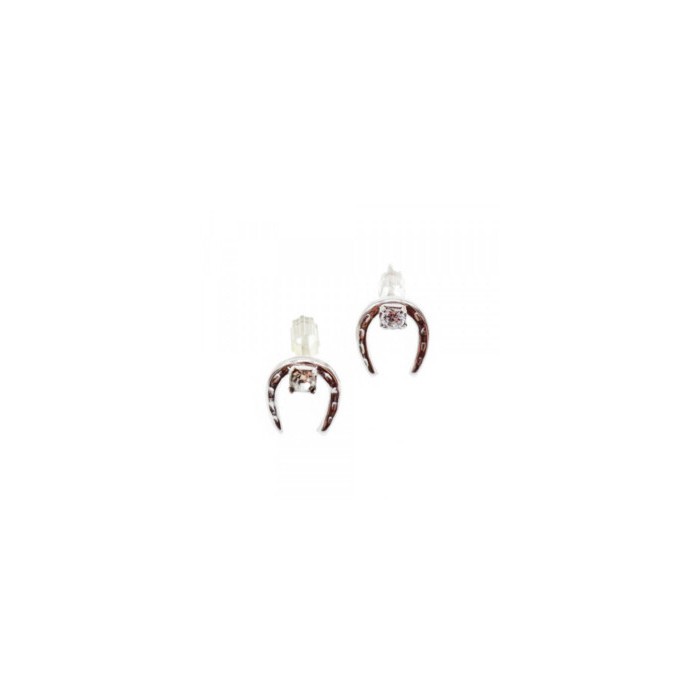 14K WHITE GOLD DIAMONDS HORSESHOE EARRINGS