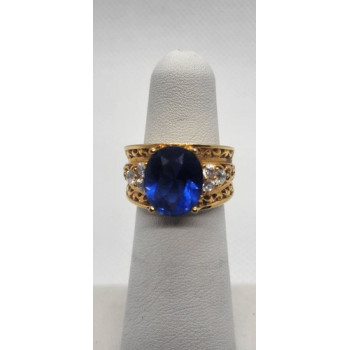 925 Sterling Silver With Blue CZ Ring Size 5