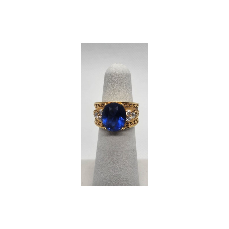 925 Sterling Silver With Blue CZ Ring Size 5