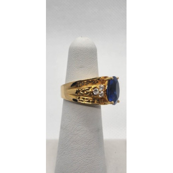 925 Sterling Silver With Blue CZ Ring Size 5