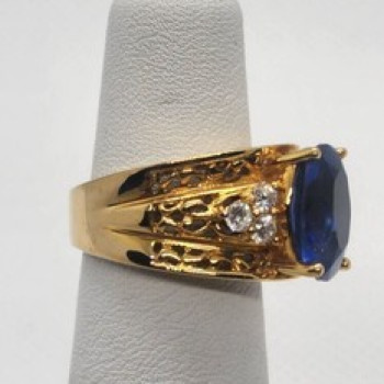 925 Sterling Silver With Blue CZ Ring Size 5