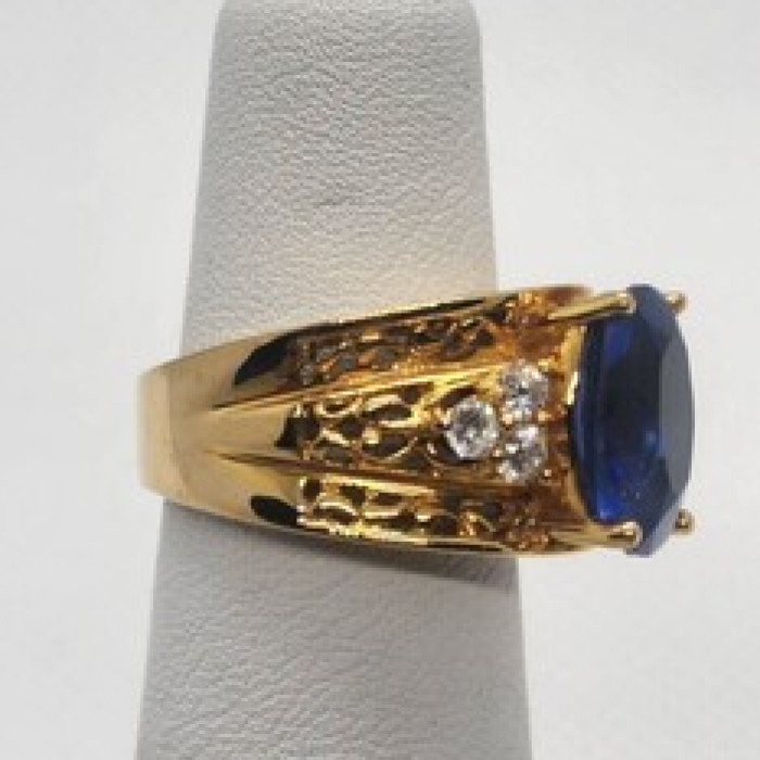 925 Sterling Silver With Blue CZ Ring Size 5