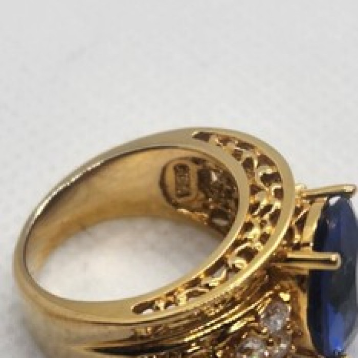 925 Sterling Silver With Blue CZ Ring Size 5