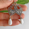 925 Sterling Silver Mother OF Pearl & Marcasites Earrings