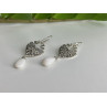 925 STERLING SILVER MOTHER OF PEARL & MARCASITES EARRINGS