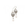 925 STERLING SILVER MOTHER OF PEARL & MARCASITES EARRINGS