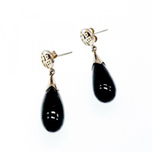 925 Sterling Silver Black Jasper Stud Earrings