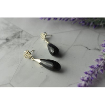 925 Sterling Silver Black Jasper Stud Earrings