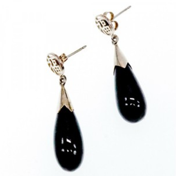 925 Sterling Silver Black Jasper Stud Earrings