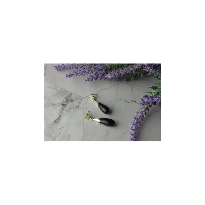 925 Sterling Silver Black Jasper Stud Earrings