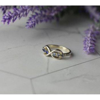 925 Sterling Silver Blue Tourmaline & Spinel Ring Size 5.5 Megan Ray