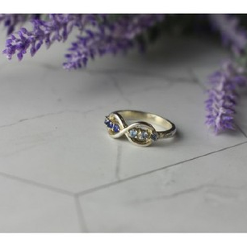 925 Sterling Silver Blue Tourmaline & Spinel Ring Size 5.5 Megan Ray