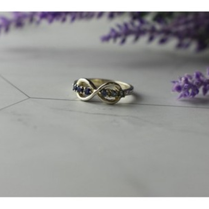 925 Sterling Silver Blue Tourmaline & Spinel Ring Size 5.5 Megan Ray