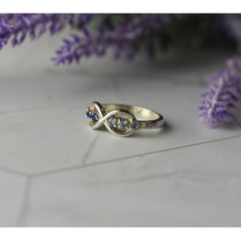 925 Sterling Silver Blue Tourmaline & Spinel Ring Size 5.5 Megan Ray