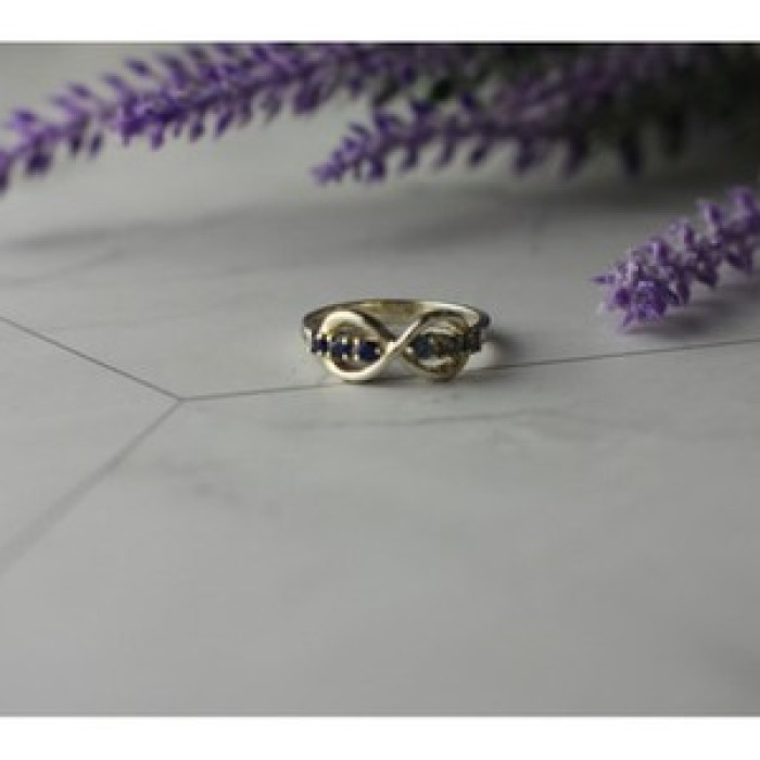 925 Sterling Silver Blue Tourmaline & Spinel Ring Size 5.5 Megan Ray