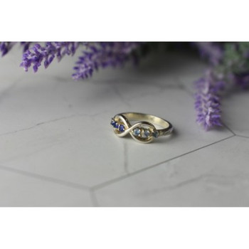 925 Sterling Silver Blue Tourmaline & Spinel Ring Size 5.5 Megan Ray