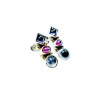 925 Sterling Silver Moonstone, Sapphire & Ruby Stud Earrings