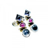 925 Sterling Silver Moonstone, Sapphire & Ruby Stud Earrings