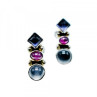 925 Sterling Silver Moonstone, Sapphire & Ruby Stud Earrings