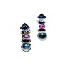 925 Sterling Silver Moonstone, Sapphire & Ruby Stud Earrings