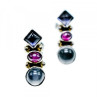 925 Sterling Silver Moonstone, Sapphire & Ruby Stud Earrings