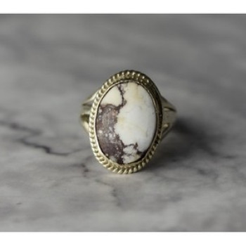 Vintage 925 Sterling Silver Moss Agate Ring Size 5.5