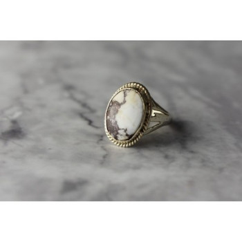 Vintage 925 Sterling Silver Moss Agate Ring Size 5.5