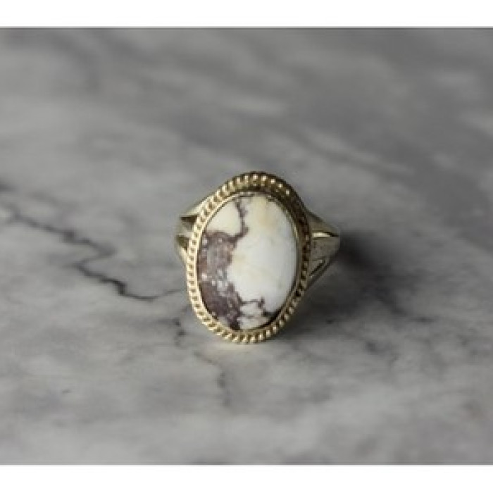 Vintage 925 Sterling Silver Moss Agate Ring Size 5.5