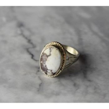 Vintage 925 Sterling Silver Moss Agate Ring Size 5.5