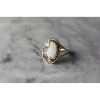 Vintage 925 Sterling Silver Moss Agate Ring Size 5.5