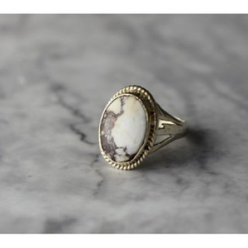 Vintage 925 Sterling Silver Moss Agate Ring Size 5.5