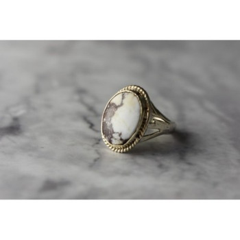 Vintage 925 Sterling Silver Moss Agate Ring Size 5.5