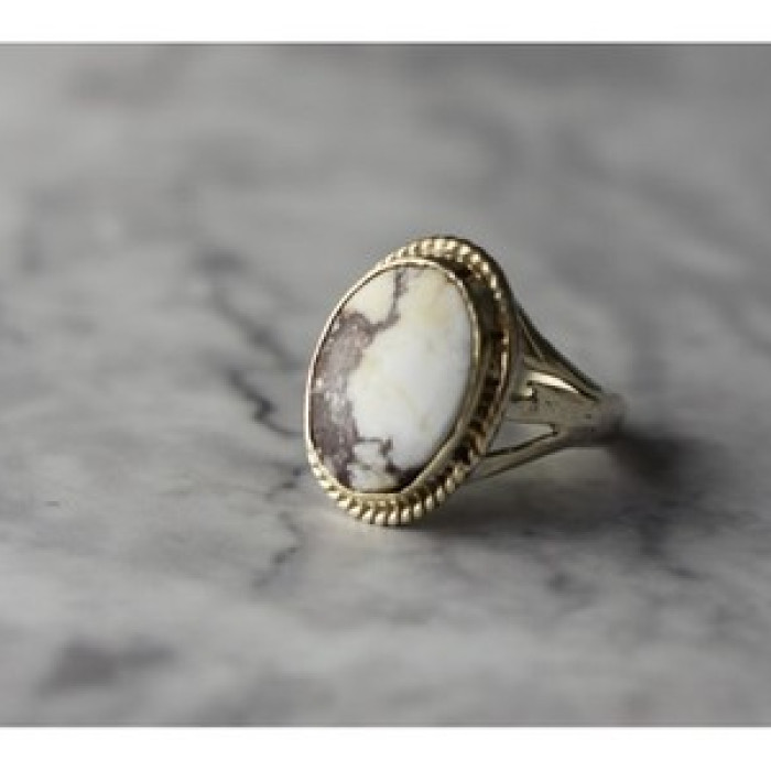 Vintage 925 Sterling Silver Moss Agate Ring Size 5.5