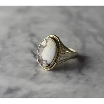 Vintage 925 Sterling Silver Moss Agate Ring Size 5.5