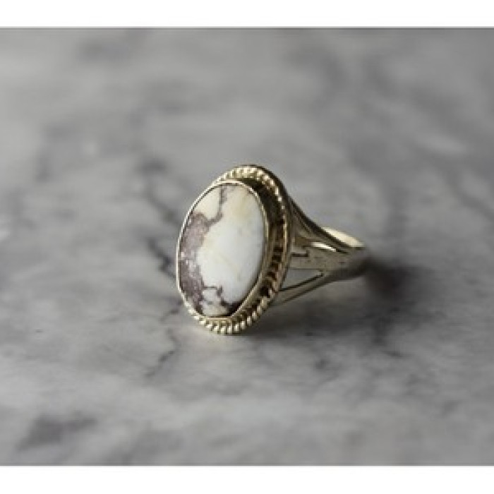 Vintage 925 Sterling Silver Moss Agate Ring Size 5.5