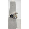 925 Sterling Silver With Morganite, Iolite & Goshenite Ring Size 8