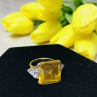 925 Sterling Silver Gold Plated Yellow & White CZ Ring Size 9