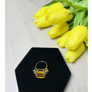 925 Sterling Silver Gold Plated Yellow & White CZ Ring Size 9