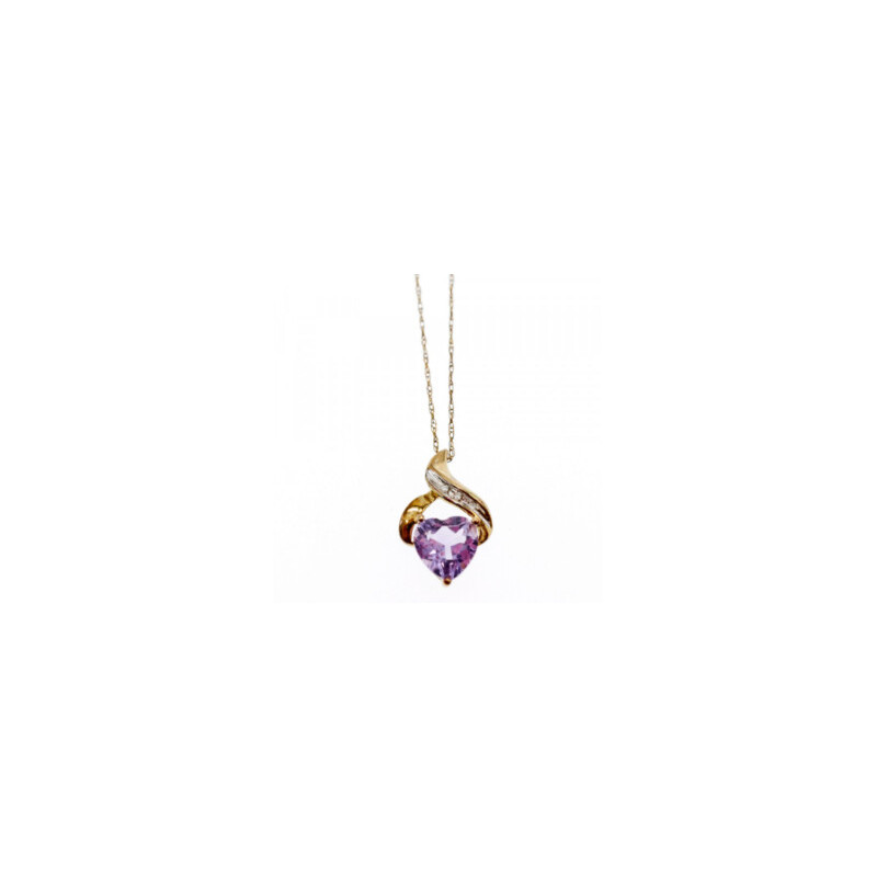 10 K YELLOW GOLD AMETHYST & DIAMOND 