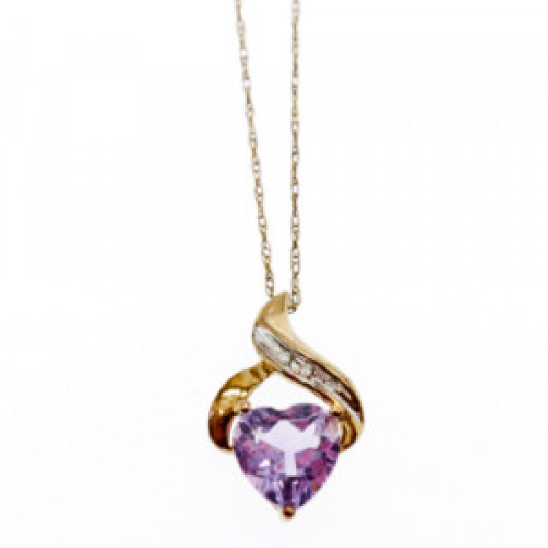 10 K Yellow Gold Amethyst & Diamond 