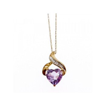 10 K YELLOW GOLD AMETHYST & DIAMOND 